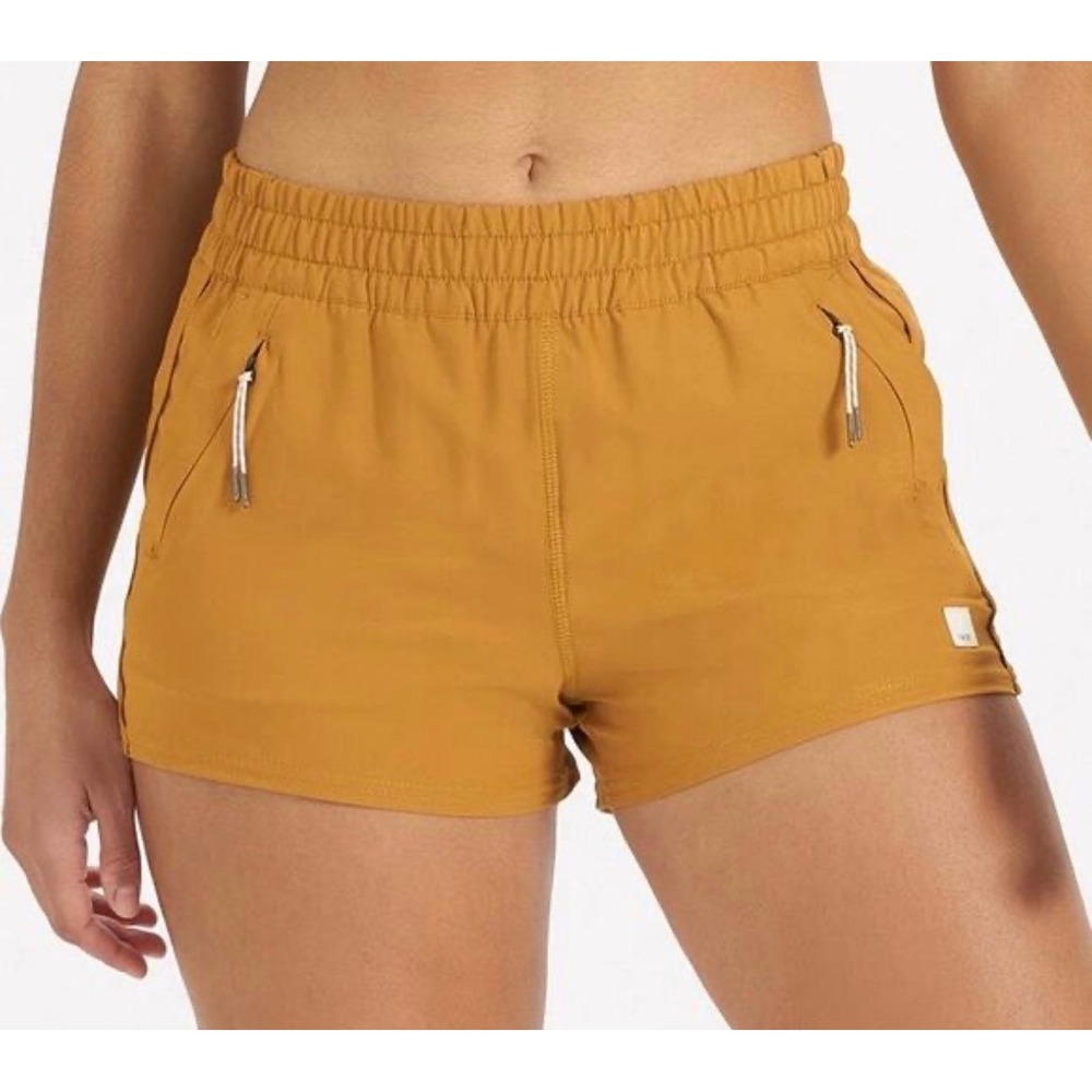 Vuori Dash Performance Shorts Womens XS Dark Golden Mustard Yellow Running VW357